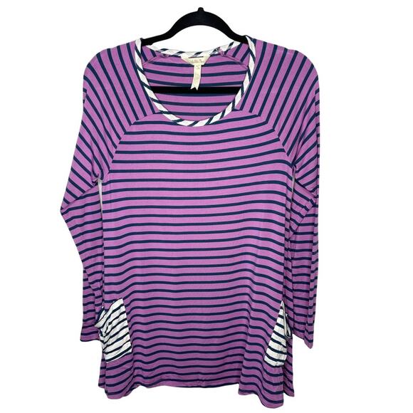 MATILDA JANE / No Limitations purple striped pocket tunic top / S - Picture 1 of 7
